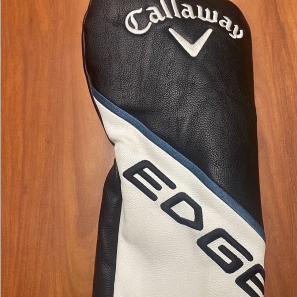 CALLAWAY EDGE Leather Golf Driver Head Cover Black White Turquoise